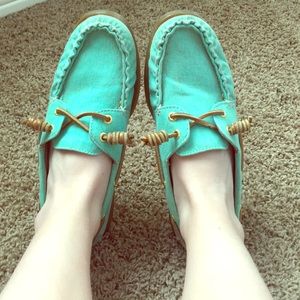Sperry J Crew collaboration mint loafer